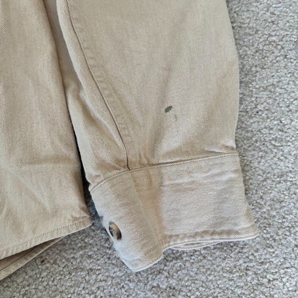 Khaki colored button up - Picture 2 of 7